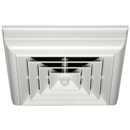 Havaco Quick Connect Havaco Quick Connect HT-CCGRB-S1D White Square Capital Crown Ceiling Diffuser 8-7-6 in. Boot & Rotary Damper HT-CCGRB-S1D